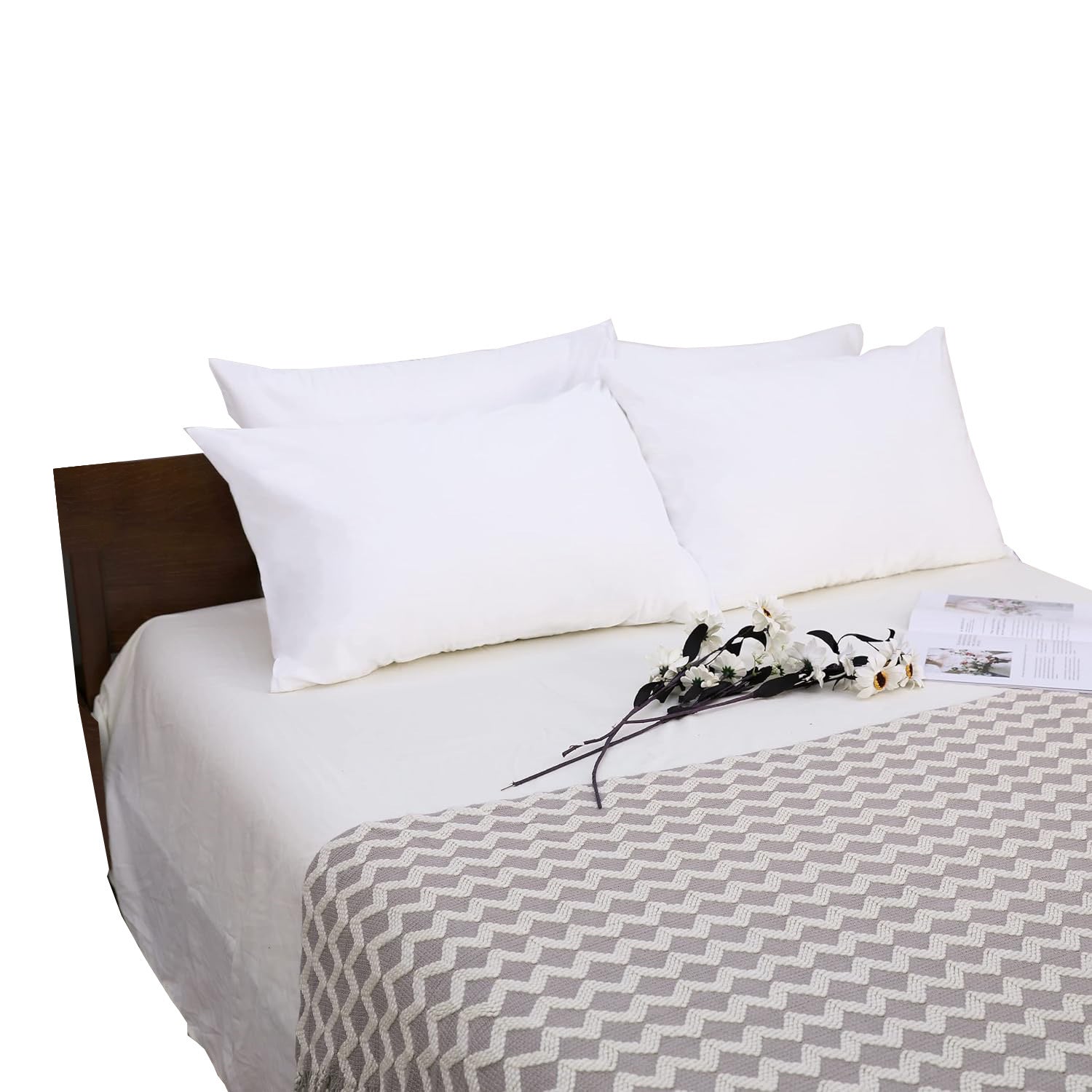 Polyester Knitted Cloth Waterproof Pillowcase Anti-pollution Hotel Hospital Nursing Home Home White Pillowcase